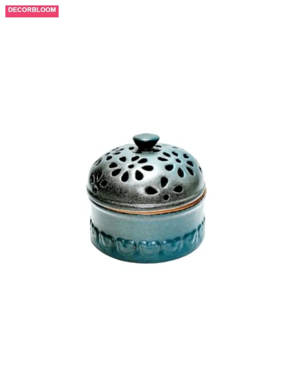 Ceramic Garlic Storage Jar with Perforated Lid for Kitchen Countertop